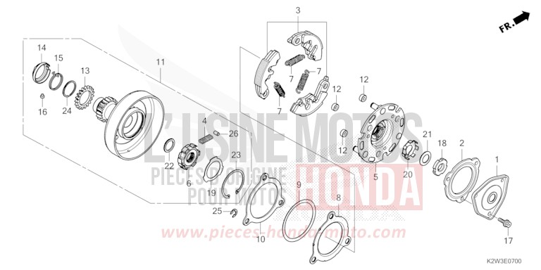 CLUTCH for Dax ST125 PEARL NEBULA RED (R376) from 2023